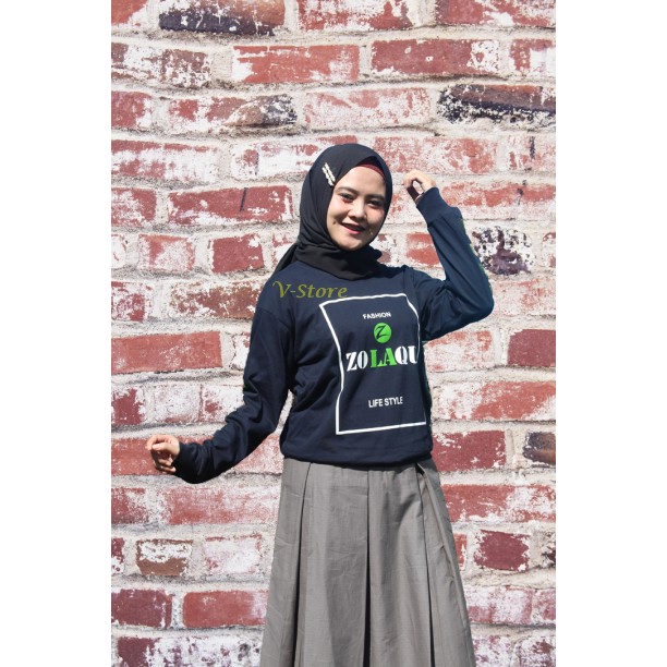 Atasan Muslim Wanita Baju Kaos Zolaqu Kaos Wanita Muslimah Warna Navy