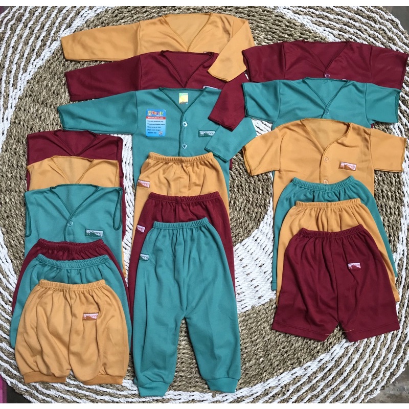 Paket Hemat baju bayi polos 18 pcs|9 Stel merk Pip Mim dan Dennis baby wear-Dennis Baby wear