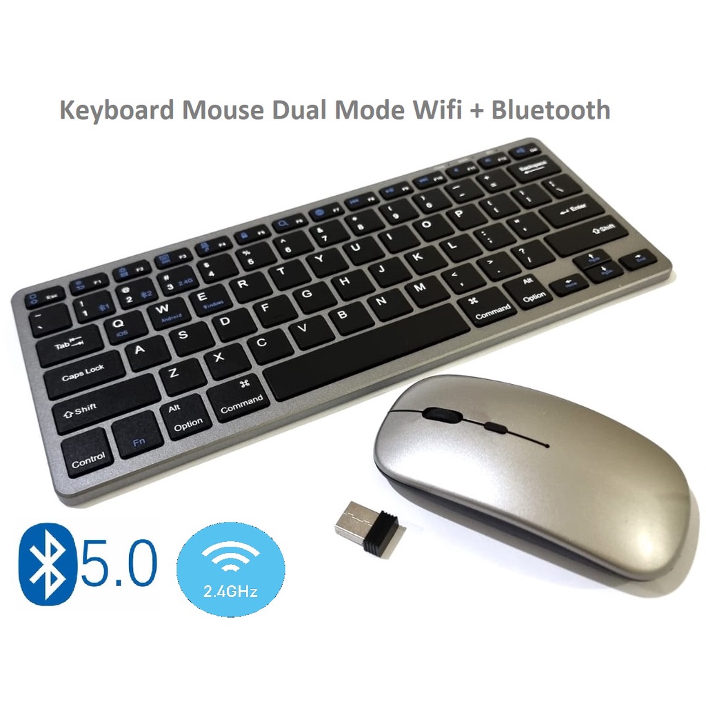 Keyboard Mouse Bluetooth Wifi Dual Mode Wireless Slim Multimedia