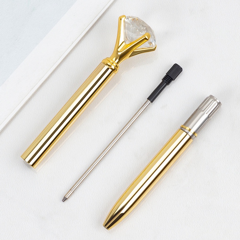 1pc / Set Pulpen 0.5mm Bahan Metal Hias Kristal / Berlian Besar Kreatif Untuk Pelajar