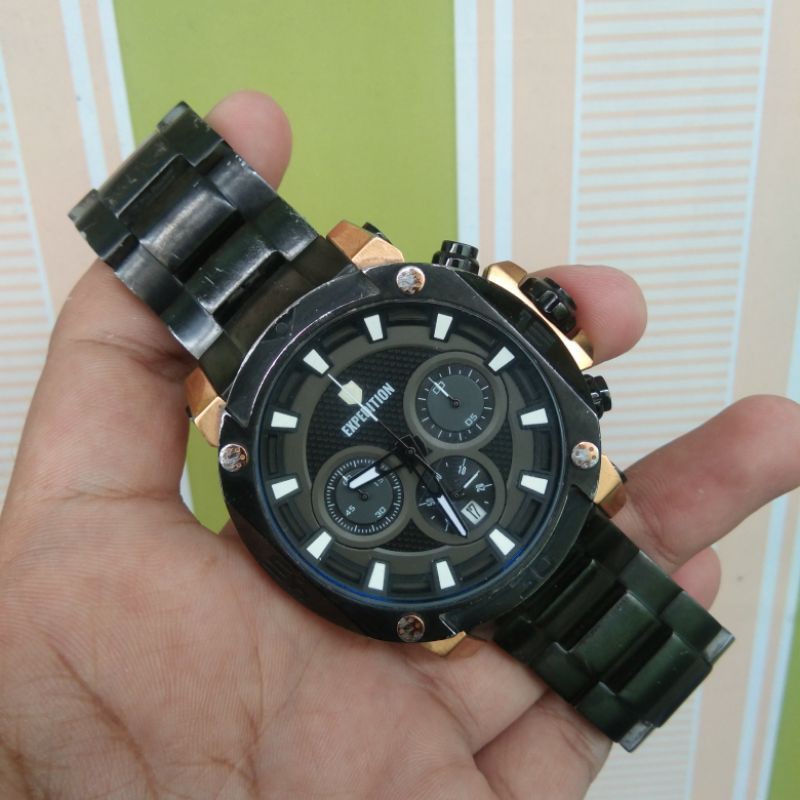 (READY STOK) Arloji Jam Tangan Pria Rantai Expedition Original EXP E6606M Preloved / Second / Bekas