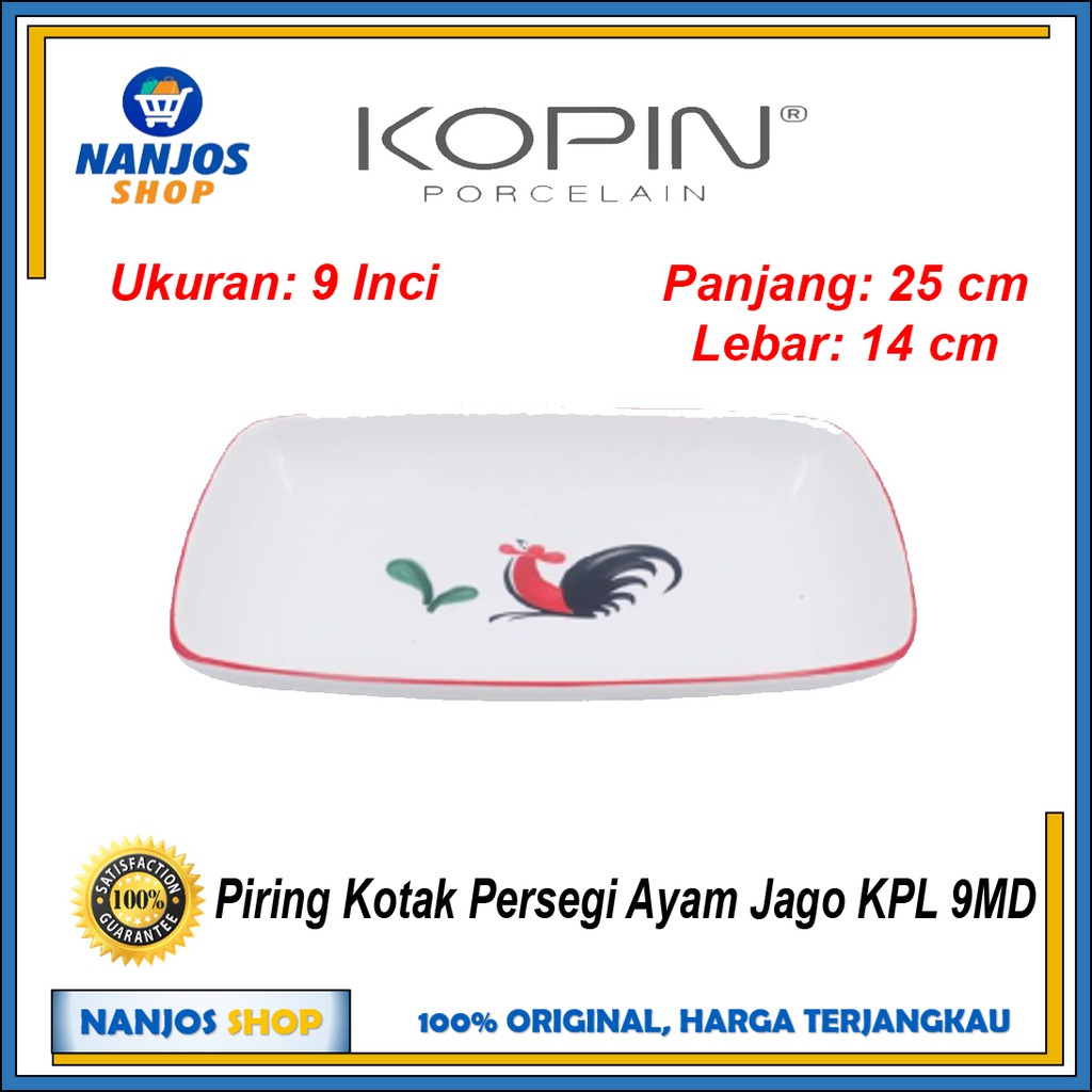 Kopin Piring Keramik Kotak Persegi Panjang Kukuruyuk Ayam Jago Kpl 9md murah