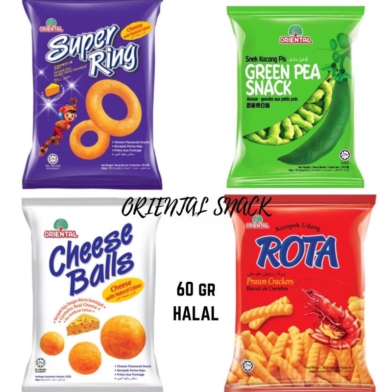 

Oriental Snack - Kerupuk Rota Prawn - Green Pea - Super Ring - Keropok Kerupuk Malaysia 60gr