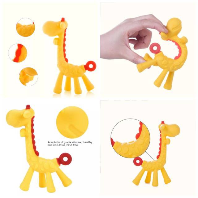 Mainan Gigitan Teether Bayi Jerapah Pisang Giraffe Banana Baby Teether Silicon BPA Free