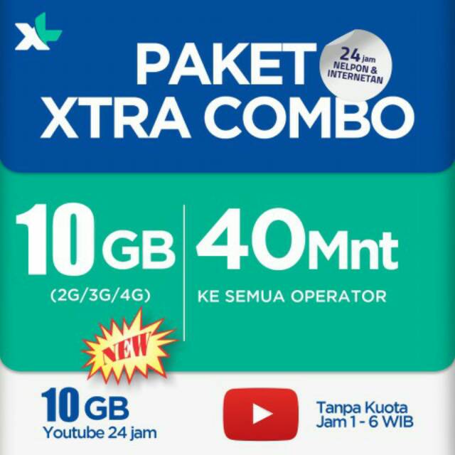XL PAKET EXTRA COMBO 10GB +10GB (YOUTUBE 24 JAM)