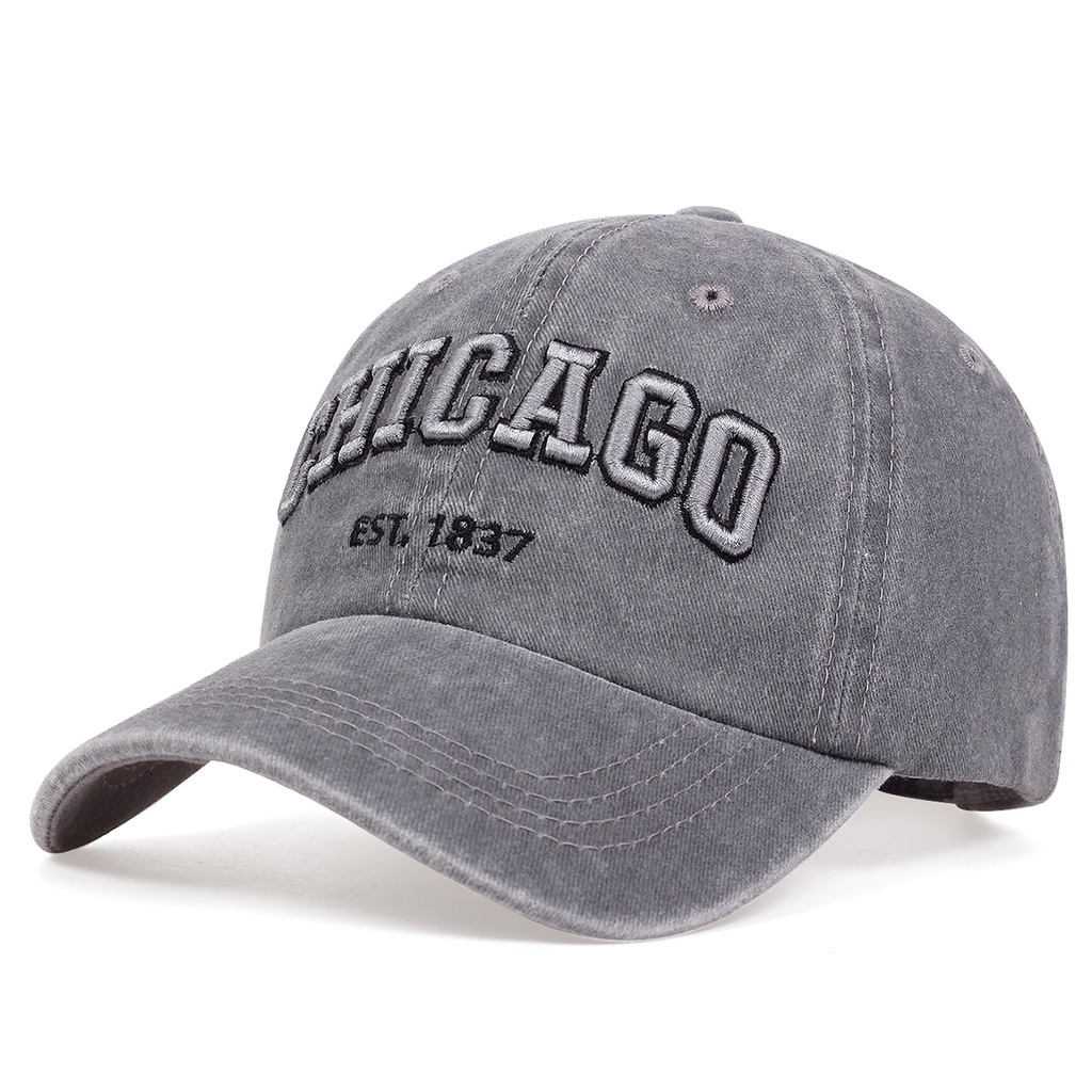 Topi baseball Warna solid Gaya vintage chicago Cowboy Untuk pria Dan wanita