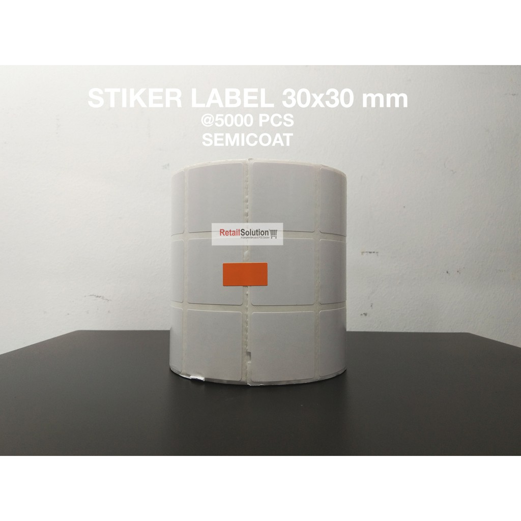 Sticker Label Barcode 30x30 mm @5000pcs Semicoat