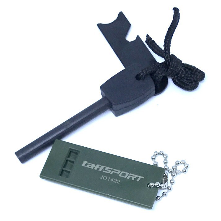 TaffSPORT Outdoor Survival Magnesium Flint Stone with Whistle JD1422 Grab Medan