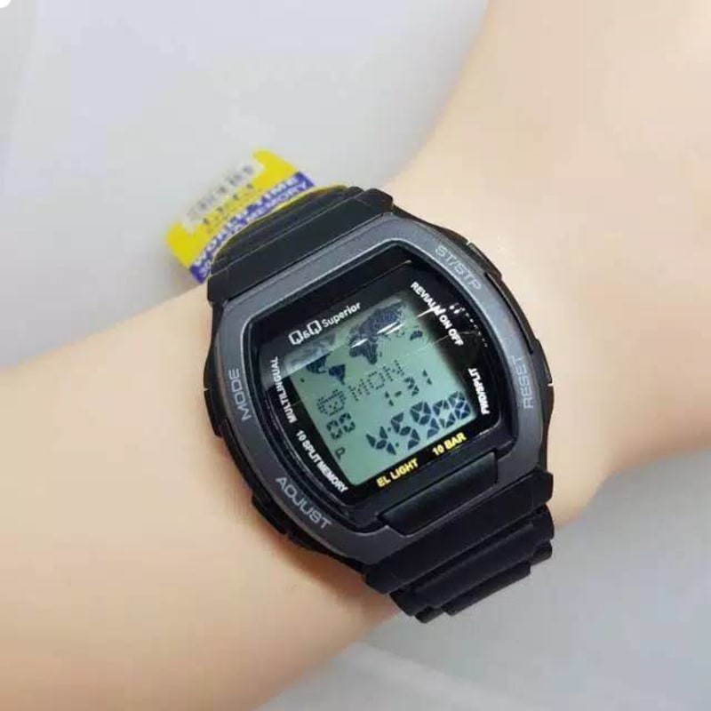 Jam Tangan Pria Digital Q&amp;Q QnQ QQ Data Bank MMW3 MMW3P MMW3P101Y Original Water Resistant 10 BAR