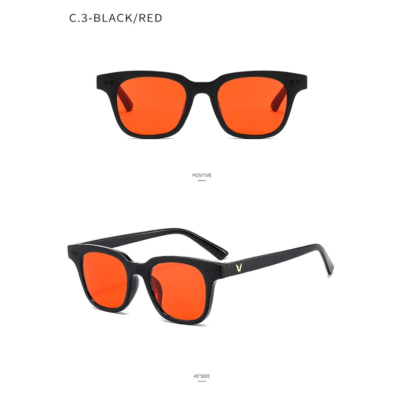 RRNS KM-005 Kacamata Wanita Pria Optik Anti Sunglass Dengan Fashion Sunglasses Kacamata Hitam-BLACK/OREN