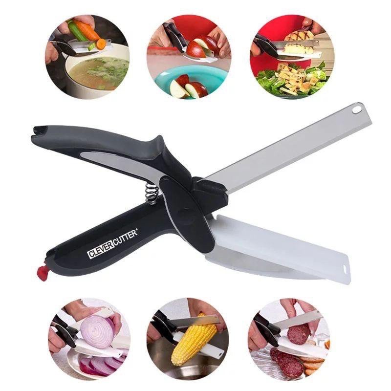 CLEVER CUTTER 2 IN 1 - GUNTING PISAU TALENAN SERBAGUNA CEPAT TAJAM - KNIFE AND CUTTING BOARD SLICING