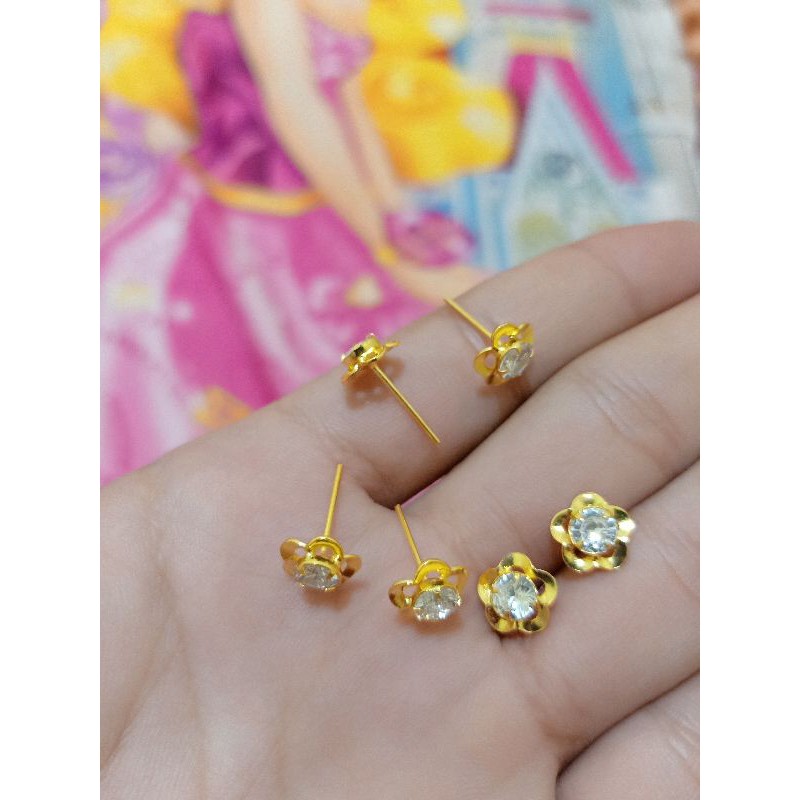 GIWANG BUNGA DEWASA PERAK 925 LAPIS MAS 24K ASLI