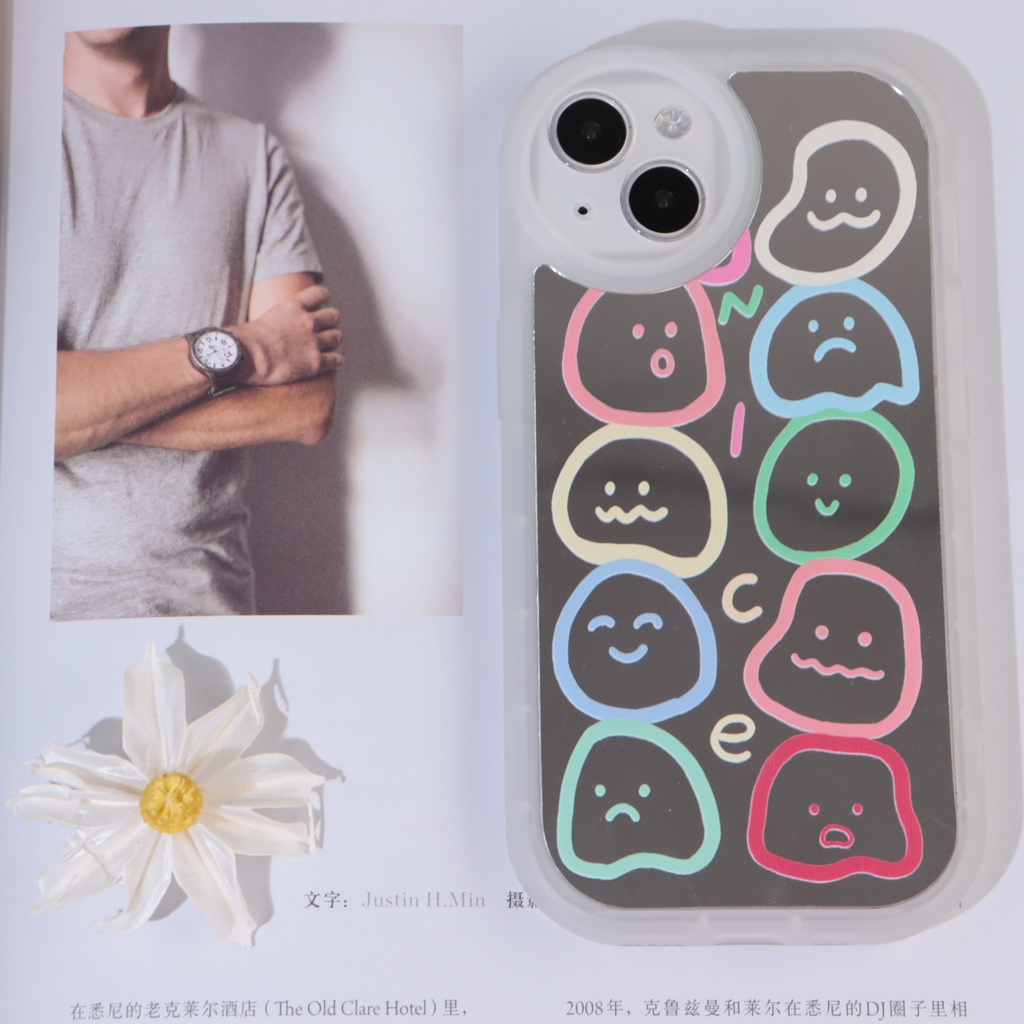 Ins Casing iPhone 14 14pro 14max 14prm 13 13pro 13prm 11 7Plus 8Plus Xr XS 13 12pro Max Motif Cermin