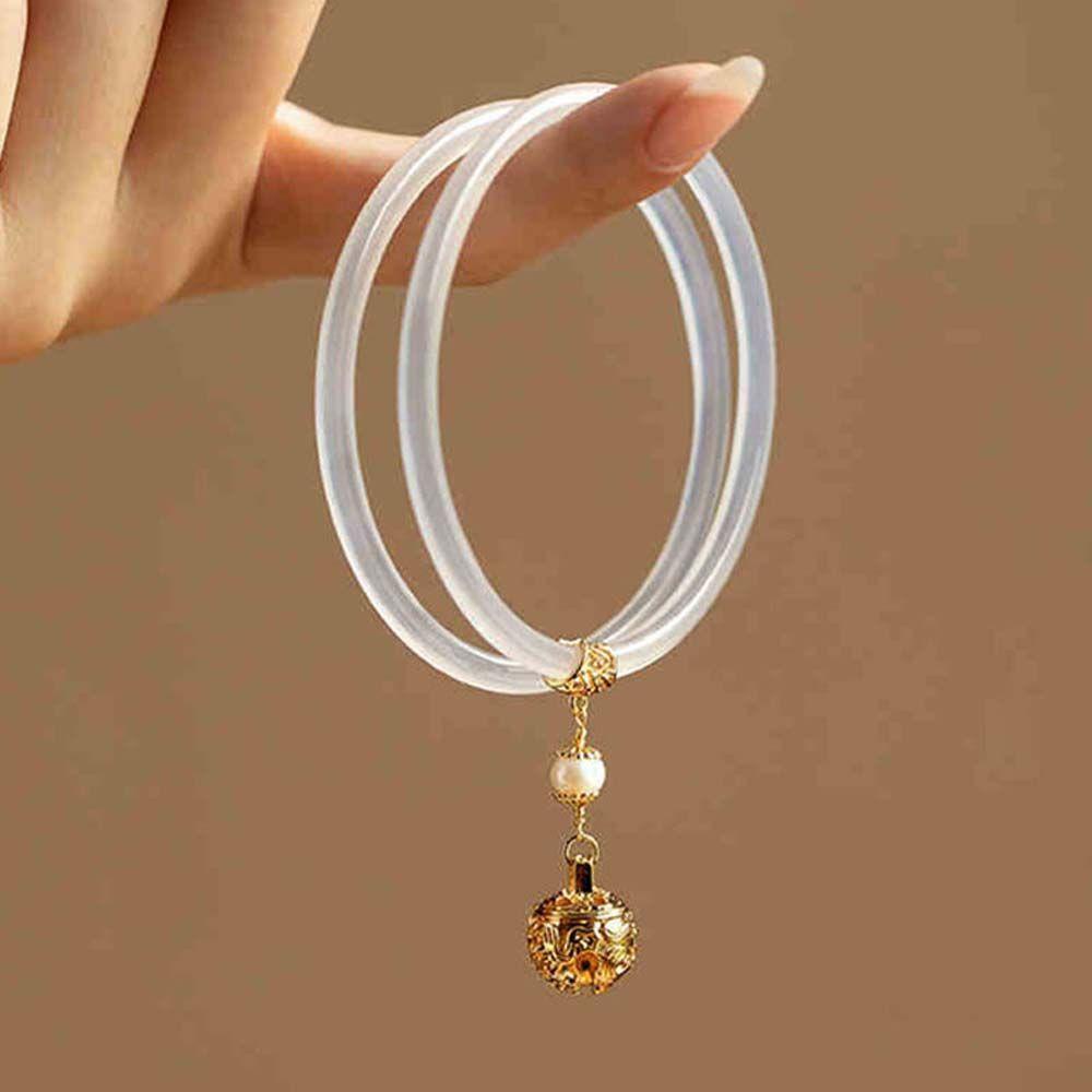 Mxbeauty Gelang Giok Elegan Pesona Mutiara Gaya Nasional Bell Gadis Perhiasan Gaya Cina