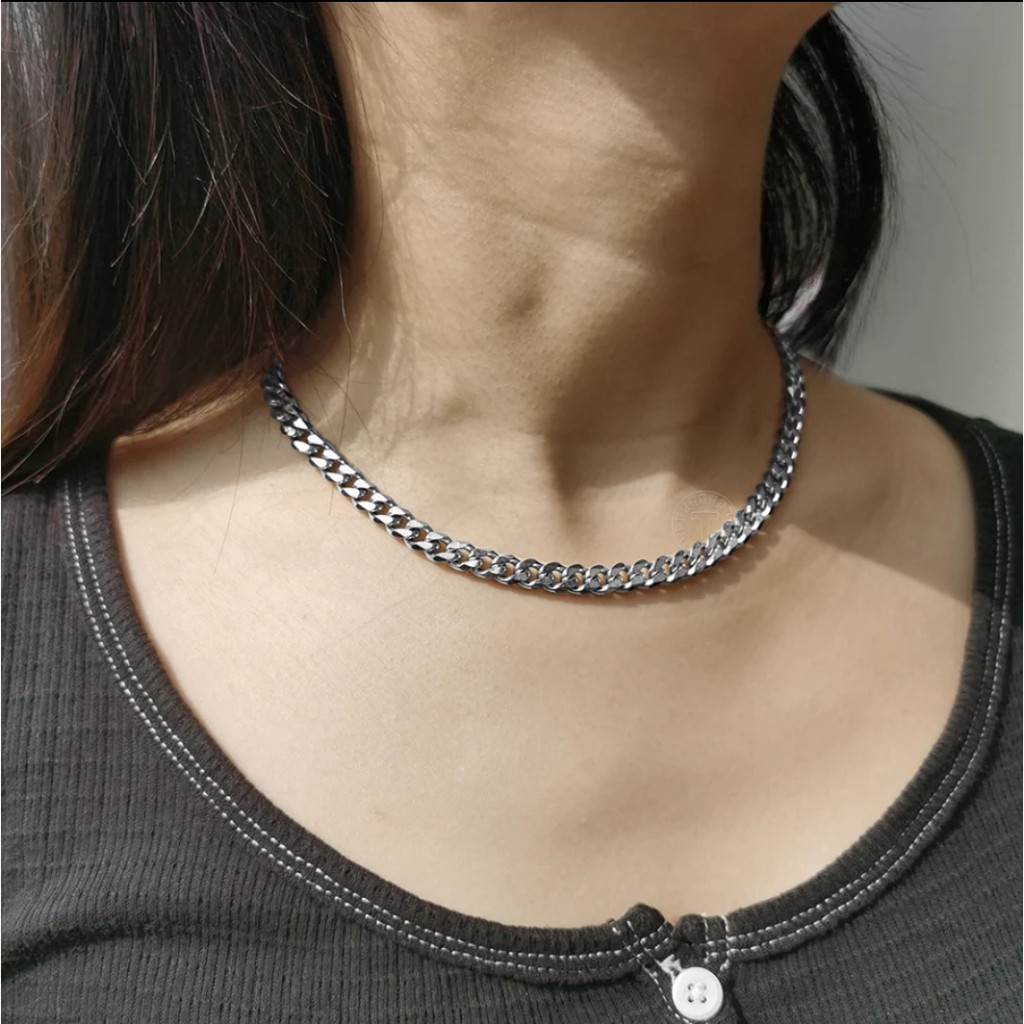 Kalung Rantai Titanium Untuk Wanita dan Pria Lebar 9,5mm Tersedia Warna Rosegold, Gold dan Silver