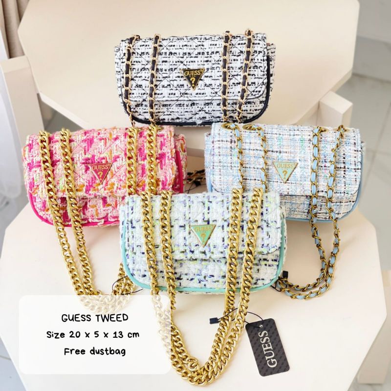 GS MINI TWEED SHOULDERBAG / TAS GUESS / TAS IMPORT WANITA