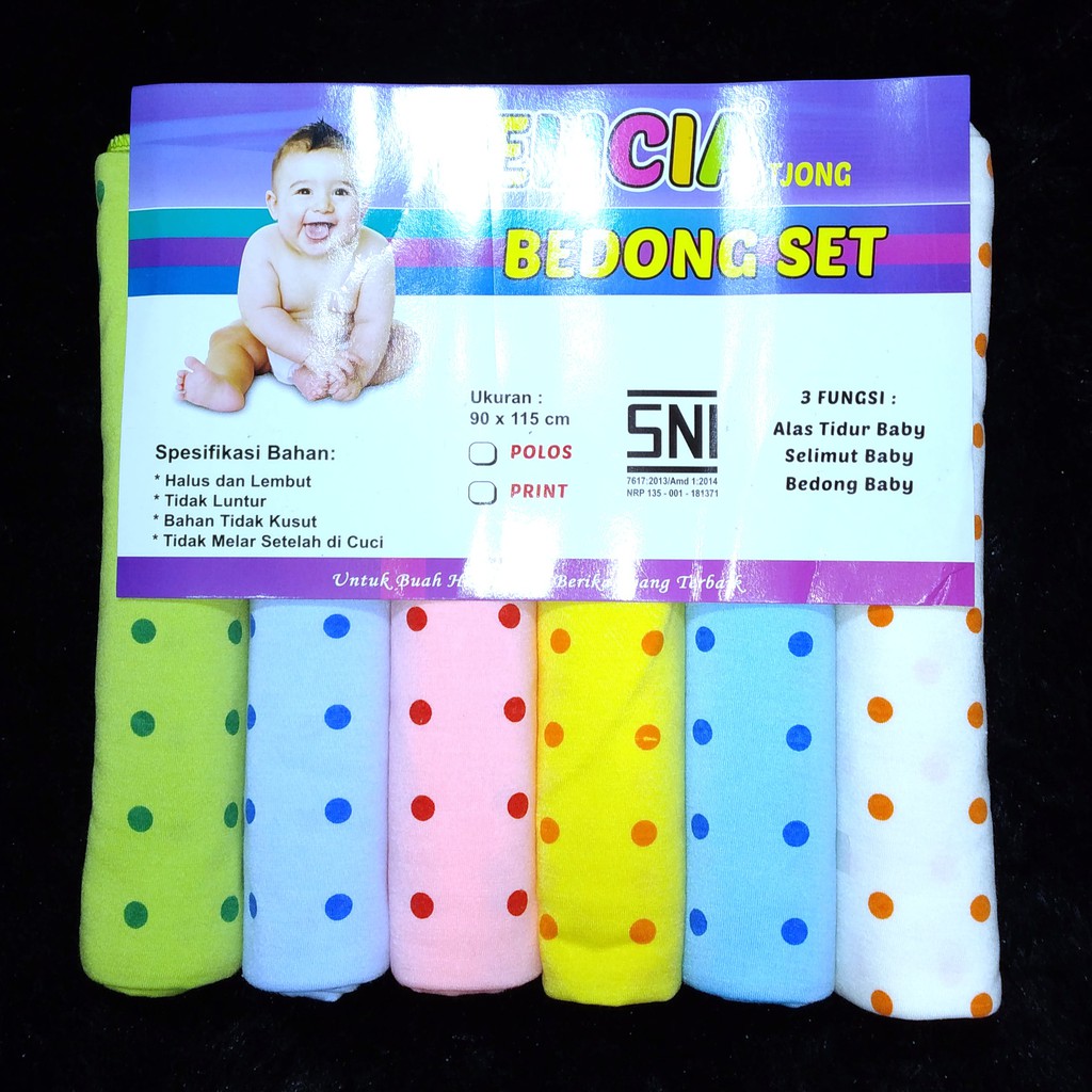 FELICIA 6 pcs bedongan Bayi Motif Volkadot SNI