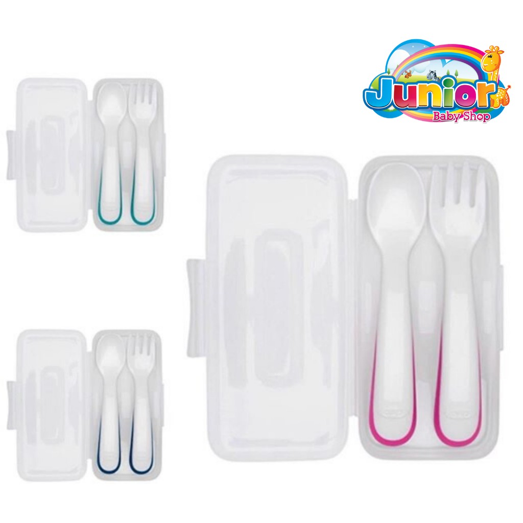 OXO TOT On The Go Plastic Fork &amp; Spoon Set With Travel Case