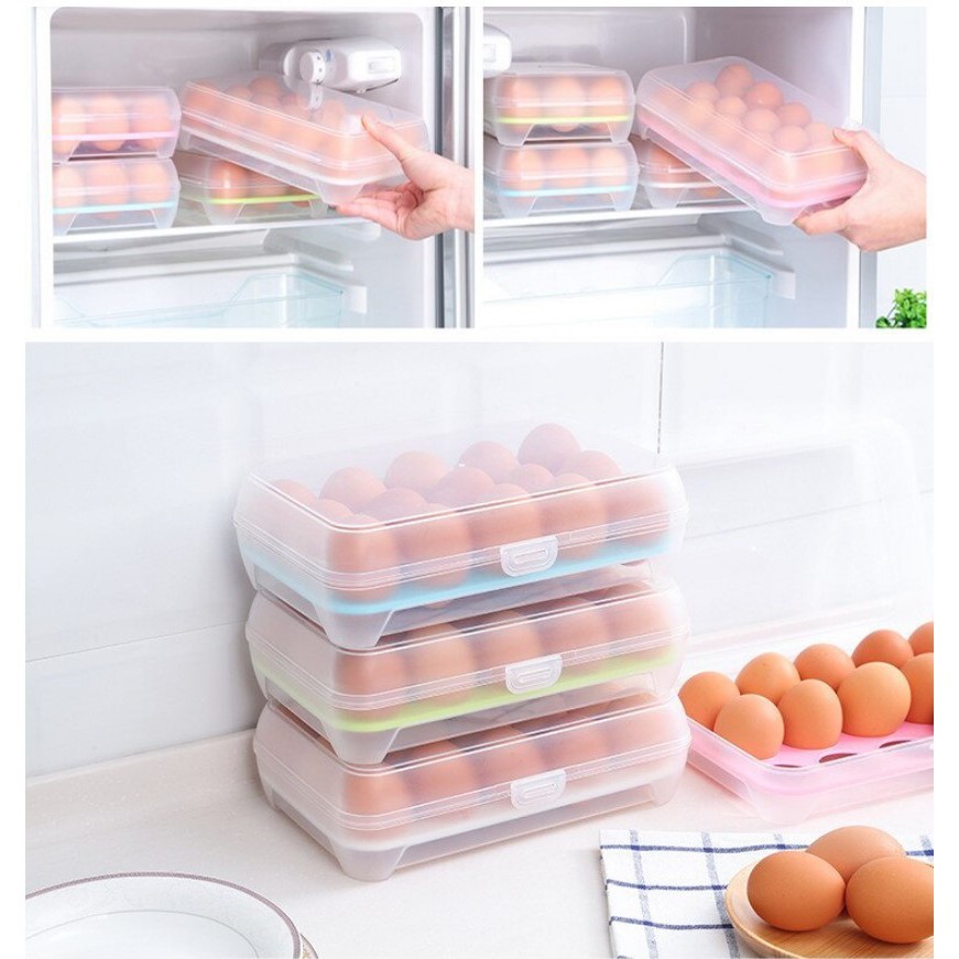 KOTAK TEMPAT BOX TELUR 15 LUBANG SEKAT STORAGE EGG ORGANIZER PRAKTIS