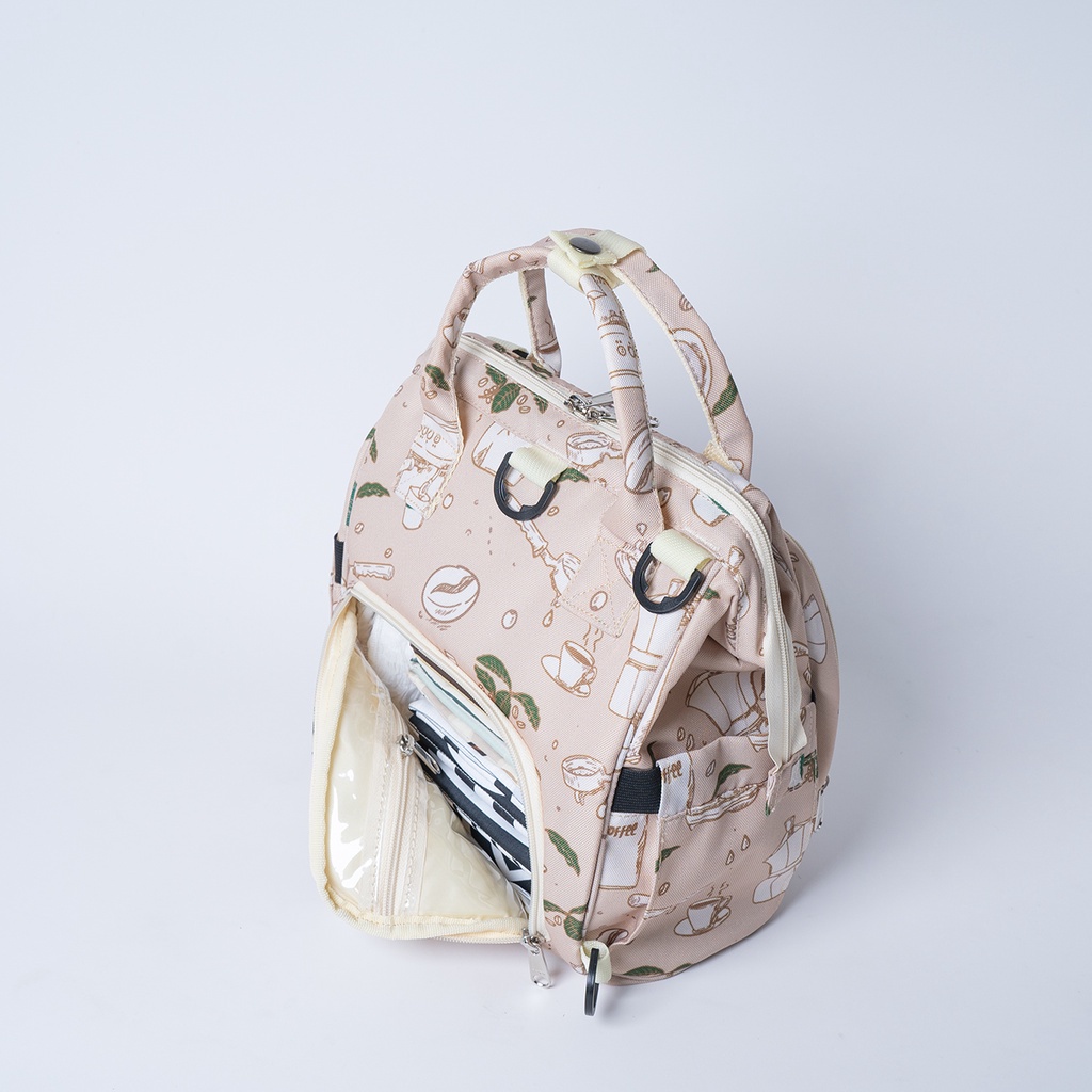 Papamama Pattern Mini Diaper Bag 3 in 1 - Coffe Beans :1074