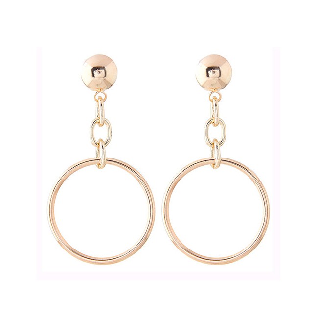 LRC Anting Tusuk Fashion Color Round Shape Decorated Earrings