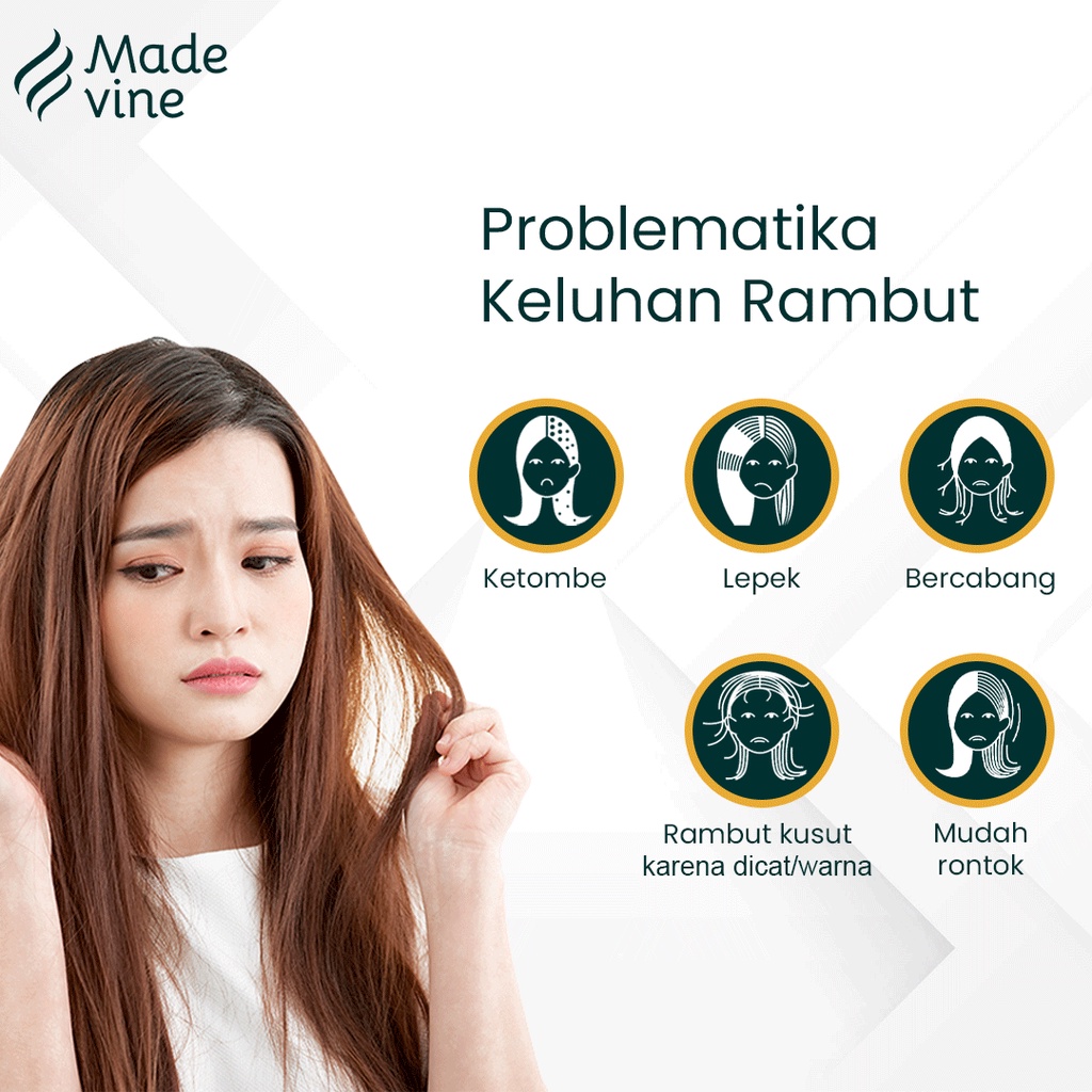 Serum Rambut Rontok Pria dan Wanita - Hair Oil Perawatan Rambut Rusak, Tipis, Kering, Bercabang, Ketombe - Madevine Hair Treatment-1