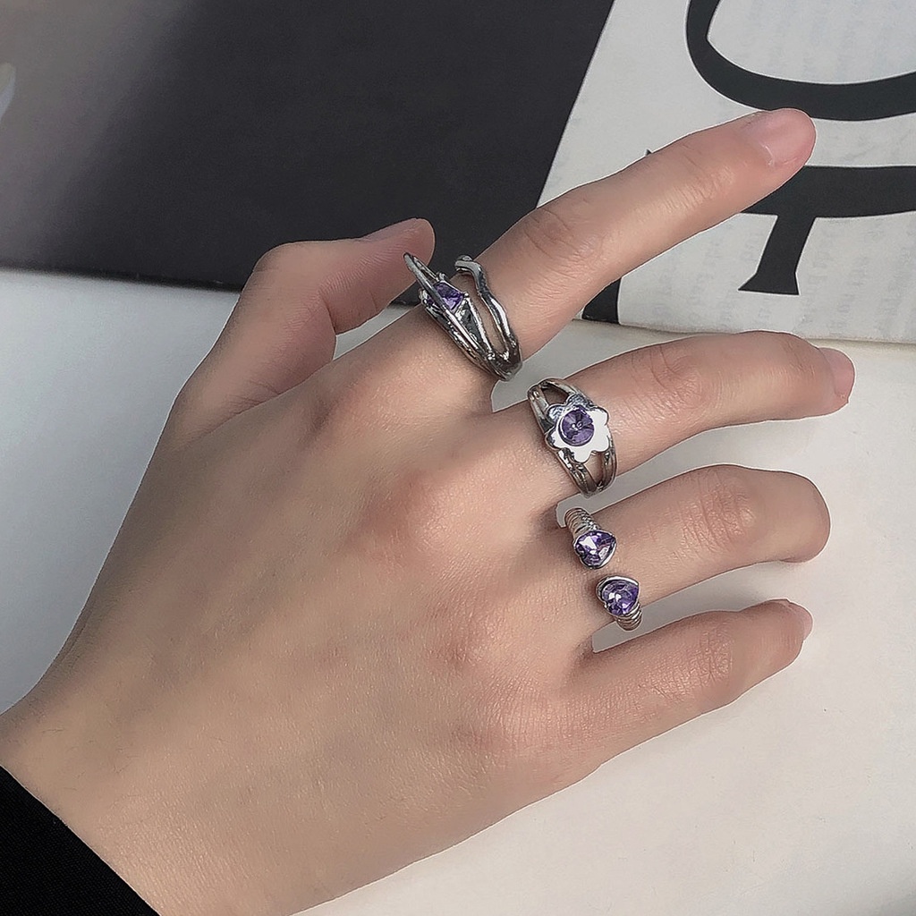 Cincin Model Terbuka Desain Geometri Gaya Hip Hop Kasual Untuk Wanita