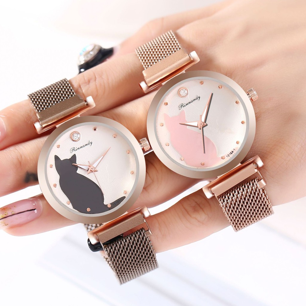 ✅COD [BBS] Jam Tangan Wanita Magnet Kucing Cute Cat Korean Fashion Analog Watch Import