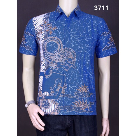 Model Baju  Batik  Pria  Terbaru dan Modern Motif Wayang 3711 
