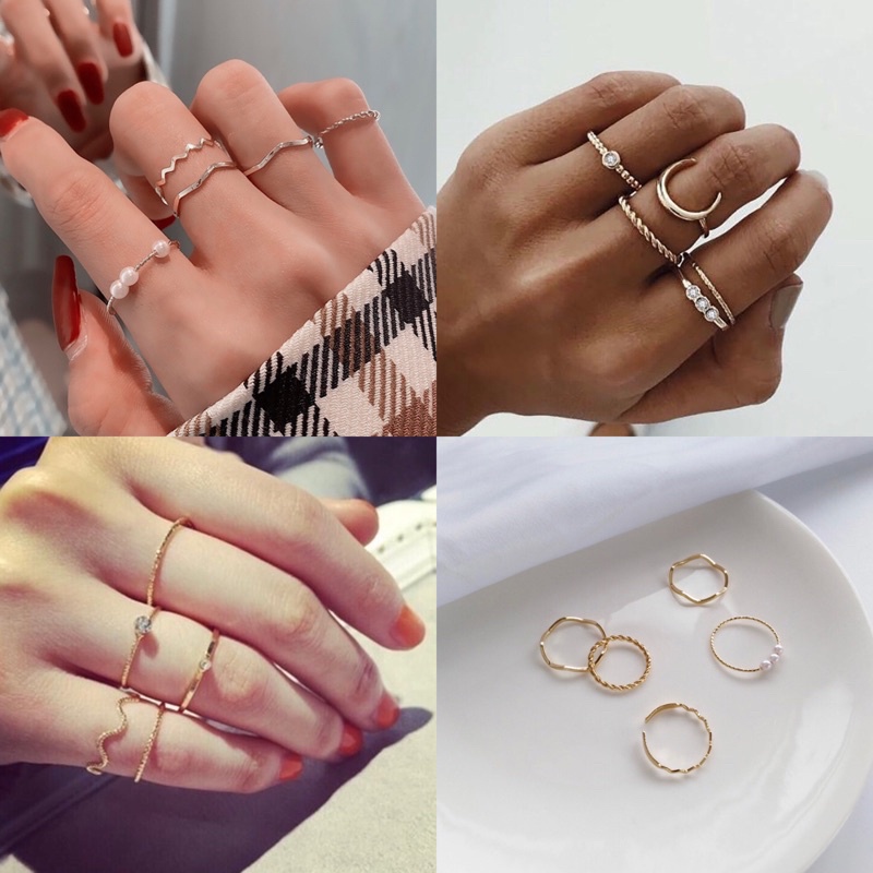 Aksesoris Fashion Wanita Cincin Wanita ab20 5PCS Korea Ring ACC