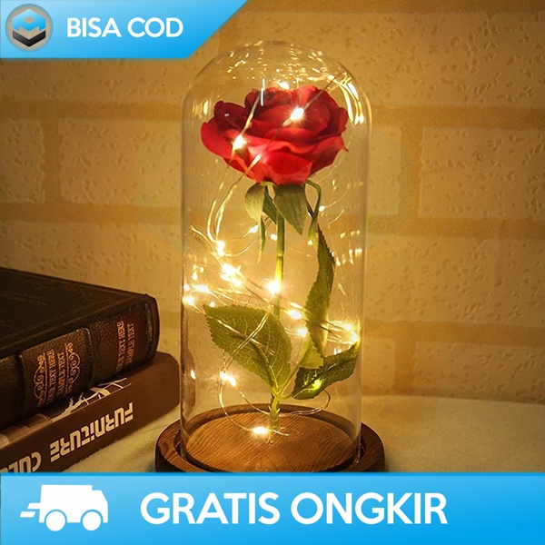 LAMPU TIDUR DEKORASI BUNGA MAWAR LED ACEVIVI BEAUTY ANG THE BEAST ORI