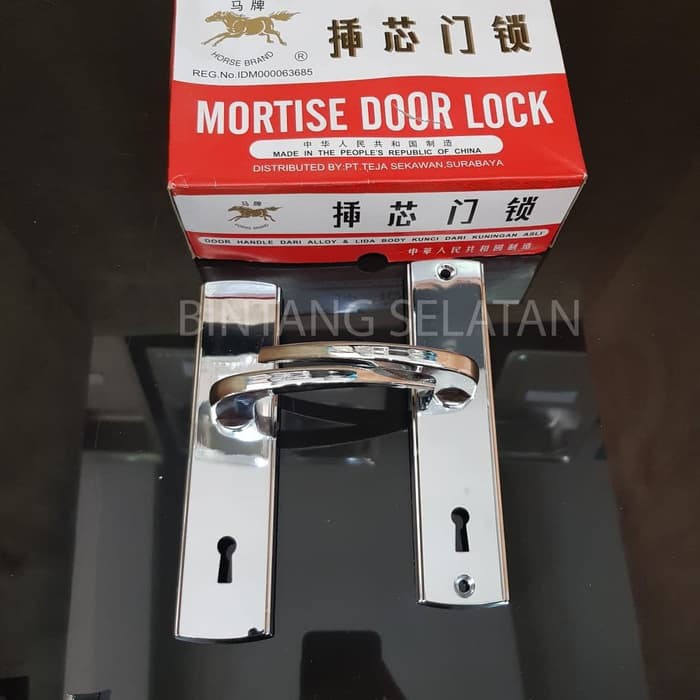 HANDLE KUNCI PINTU SET MEDIUM MORTISE DOOR LOCK MERK HORSE BRAND