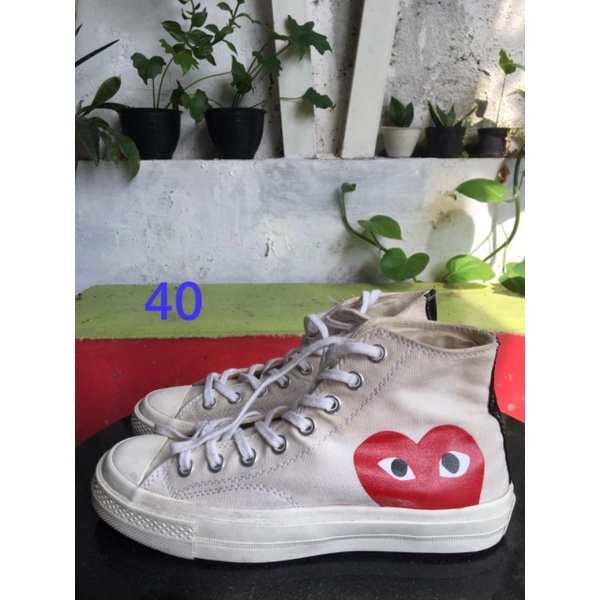 sepatu converse x play cdg white size 40 second
