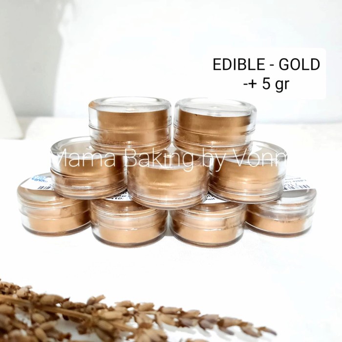 

Edible Luster Lustre Duster Gold Powder Topping Bubuk Emas PREMIUM 5gr