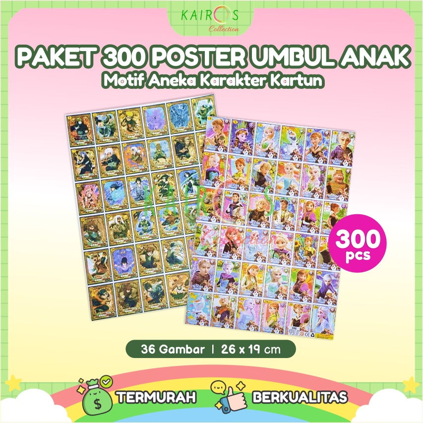 Paket 300 Pcs Mainan Anak Gambaran Umbul Poster Umbul