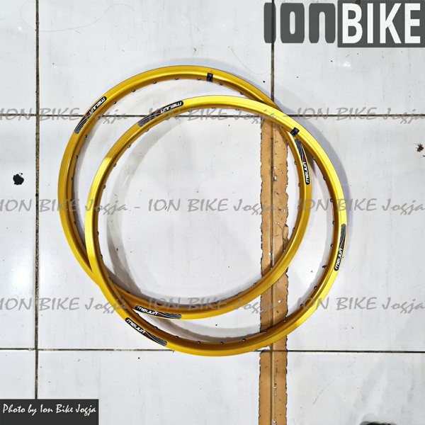 sepasang velg MEIJUN 20 406 GOLD 32 hole double wall - velg sepeda 20 murni lipat minion folding