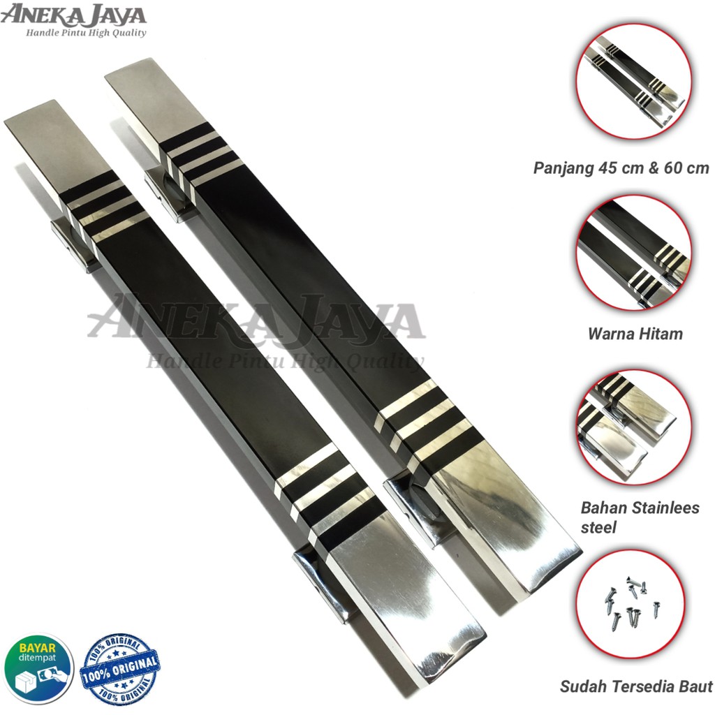 handle pintu rumah 45 cm  &amp; 60 cm hitam murah minimalis tarikan pintu pull stainless gagang pintu