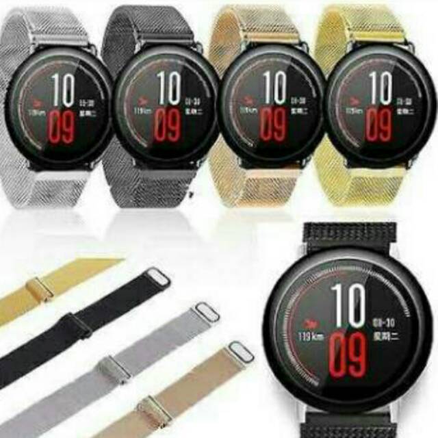 Jual second Amazfit Pace Sports Watch Xiaomi Huami - Free Milanese Magnetic Loop Band Silver
