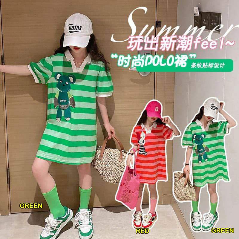 Dress Anak Perempuan Casual Stripe Animal