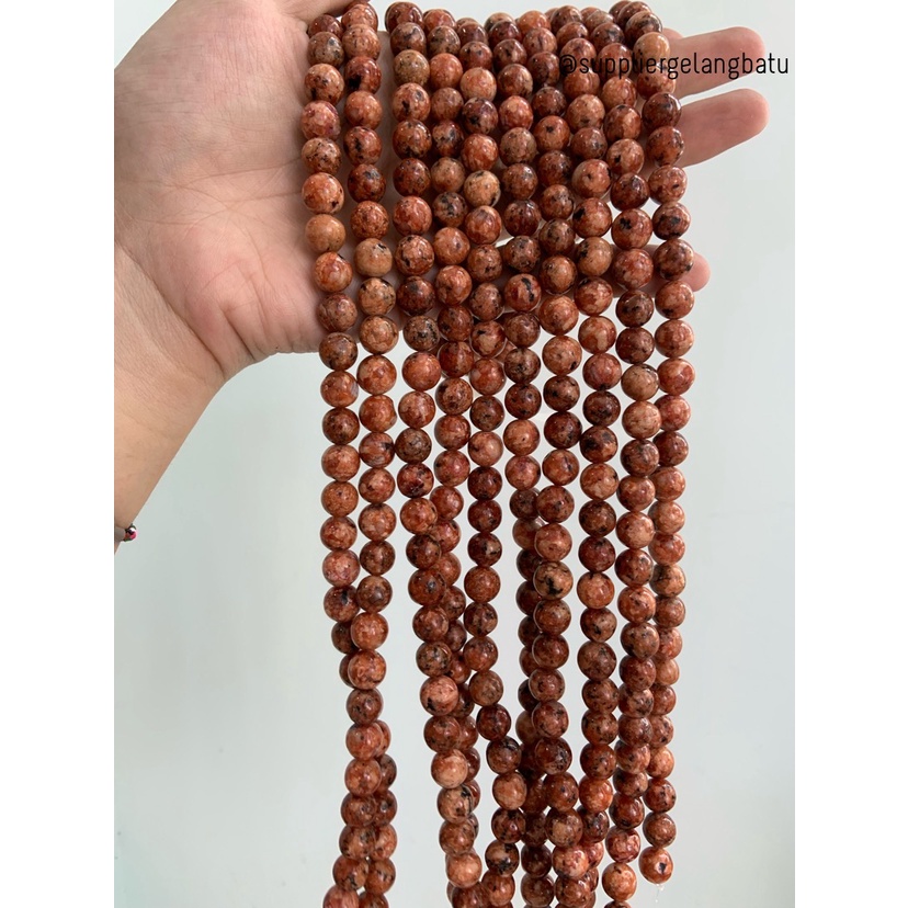 batu 10mm ORANGE RHODONITE CHALCEDONY bahan gelang kalung aksesoris