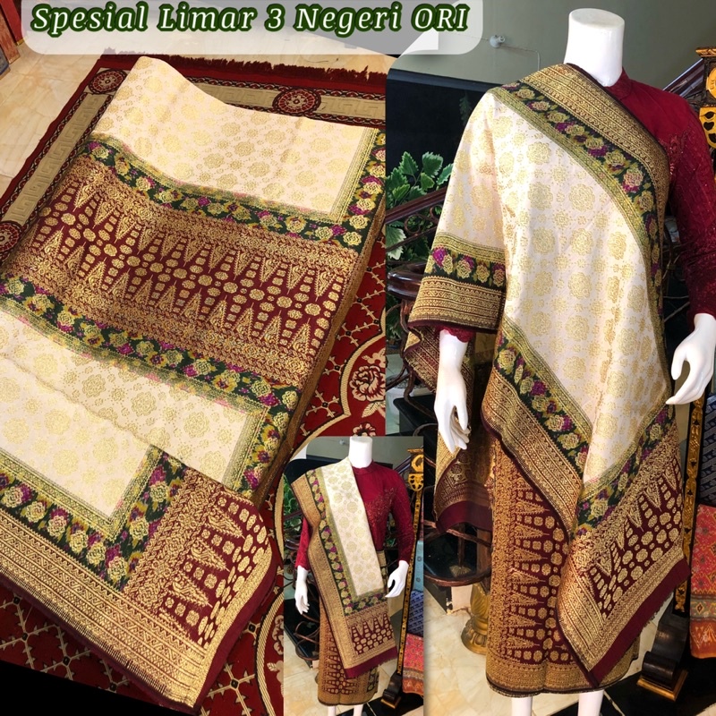 Spesial Songket Cream Limar 3 Negeri ORI /songket tenun asli palembang