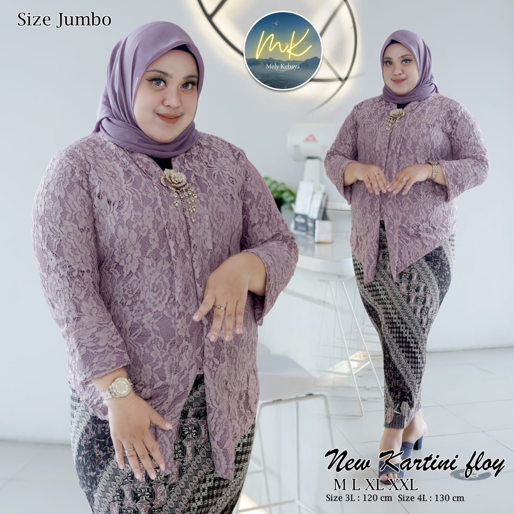 HN MODE - Setelan kebaya floy brukat kartini jumbo / kebaya kutubaru