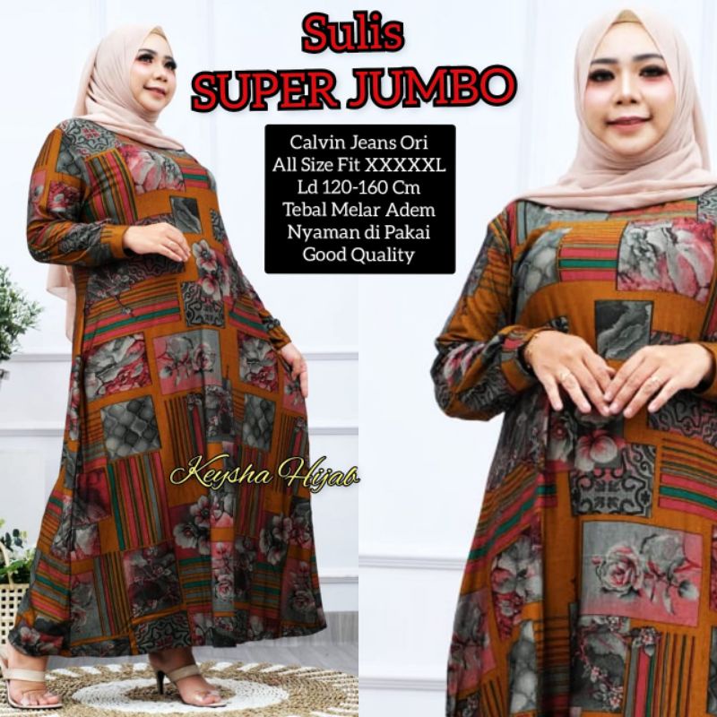 GAMIS CALVIN JEANS SULIS SUPER JUMBO LD 120-160 ORI KEYSHA HIJAB FASHION WANITA MUSLIMAH MODERN