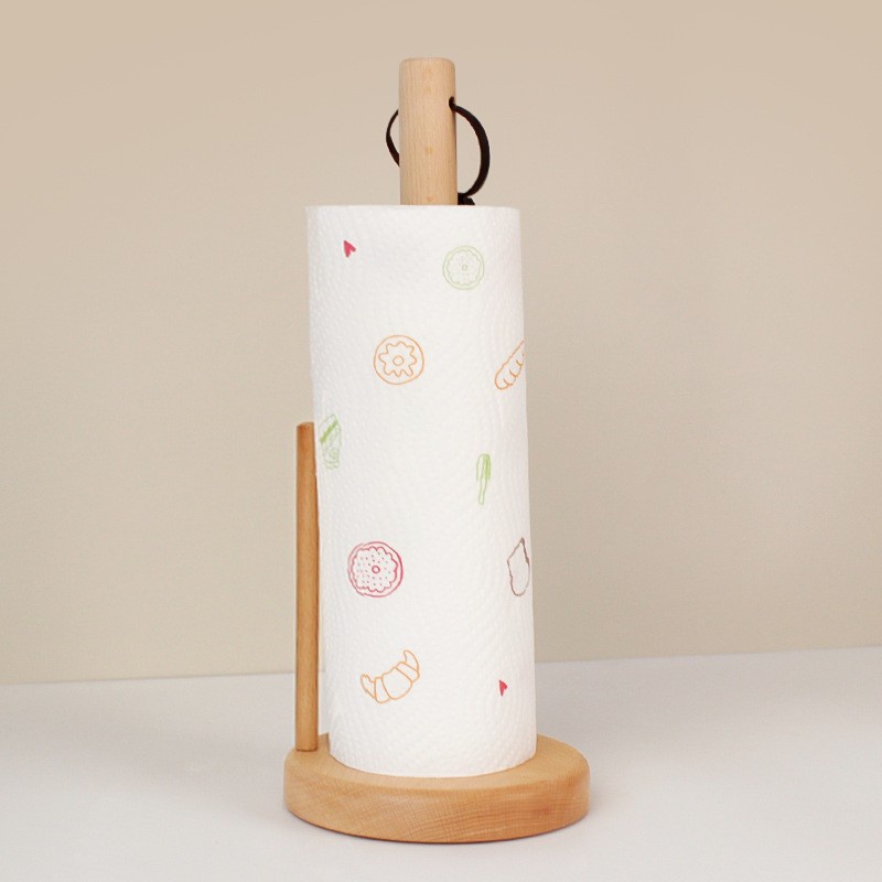 Plain wooden Kitchen towel Paper holder / tempat tissue gulung