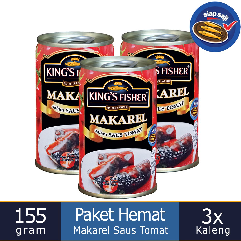 

King's Fisher Paket 3 pcs makarel mini saus Tomat Makanan Kaleng 155 gr