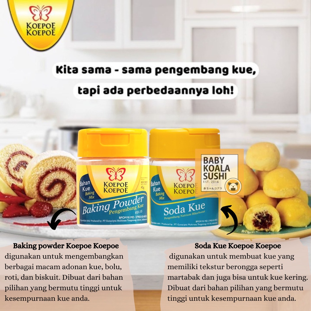 KOEPOE Pengembang Soda Kue &amp; Baking Powder 45 g