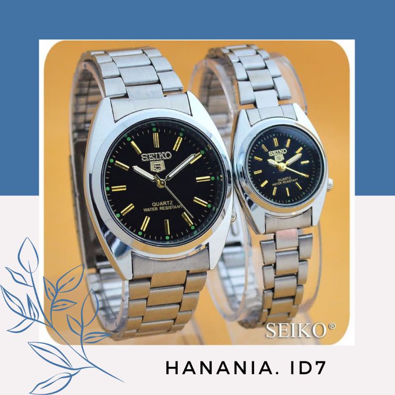 JAM TANGAN COUPLE FREE BATERAI SEIKO 5 MURAH RANTAI ANALOG SEIKO