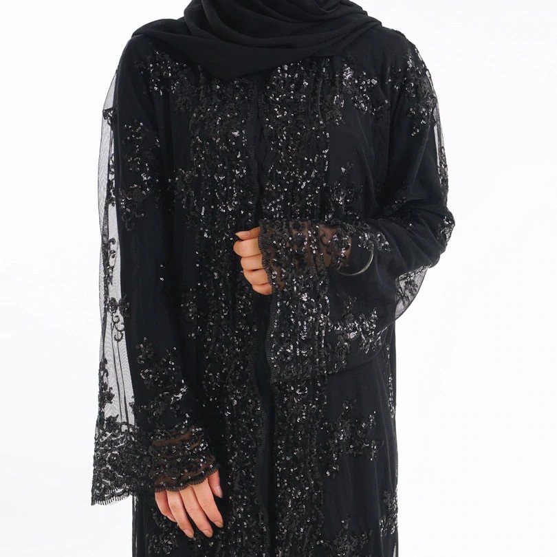 Embroidered Sequins Muslim Dress Abaya Islamic Women Malaysia Jilbab Djellaba Robe Musulmane