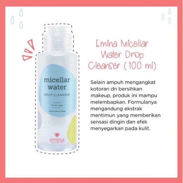 EMINA MICELLAR WATER DROP CLEANSEN 100ml MICELLAR WATER PEMBERSIH WAJAH