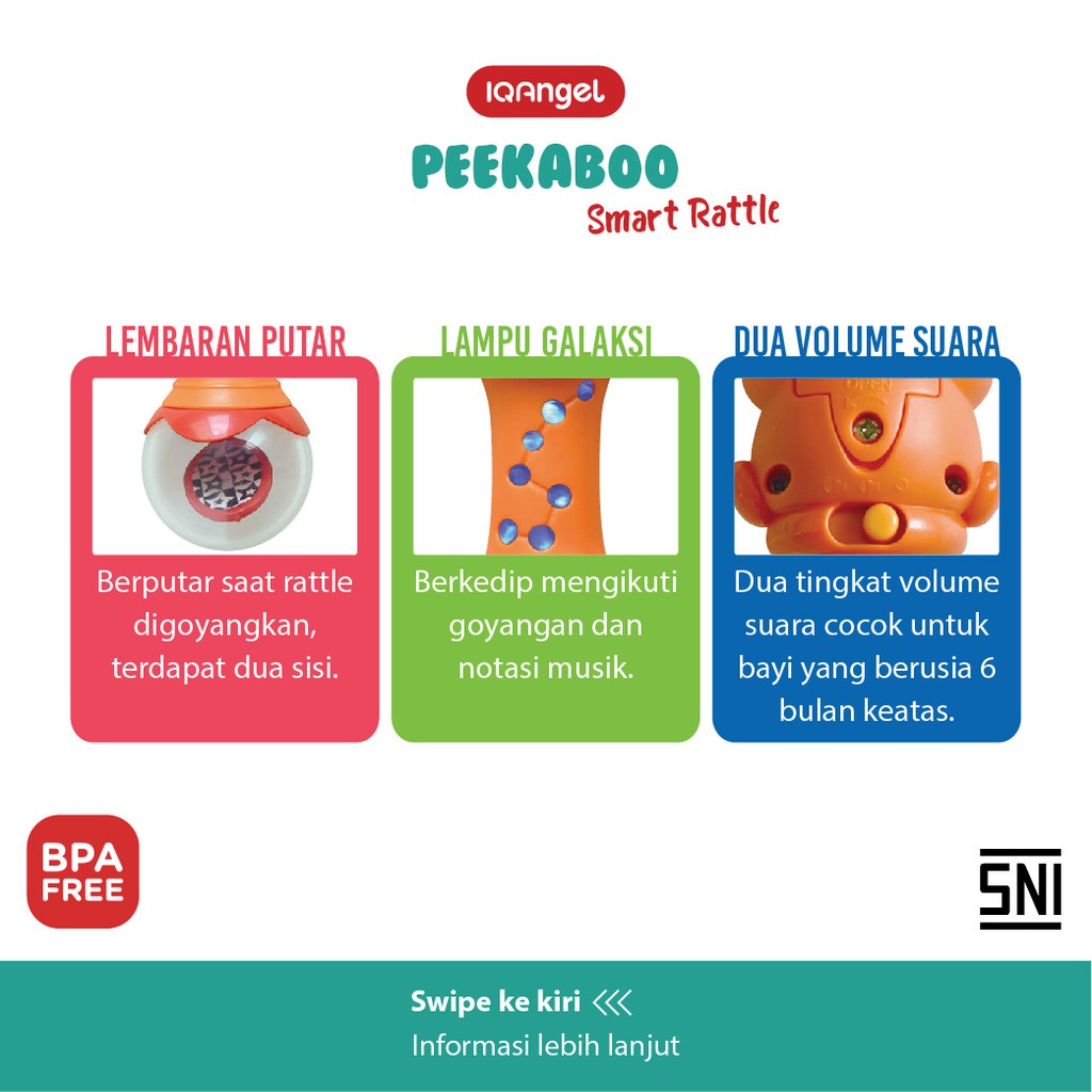 IQ ANGEL Peek A Boo Smart Rattle - Mainan Edukasi Bayi / PeekABoo / mainan motorik